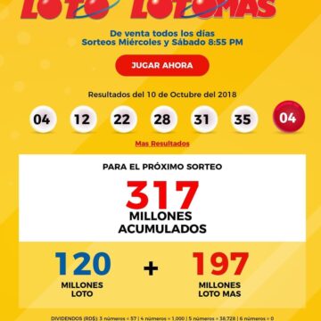 Leidsa Loto,  317, Millones, Sábado 13, 2018