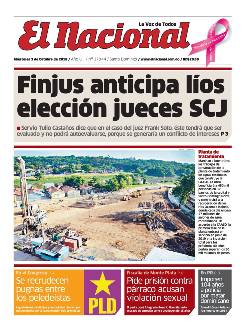 Portada Periódico El Nacional, Miércoles 03 de Octubre 2018