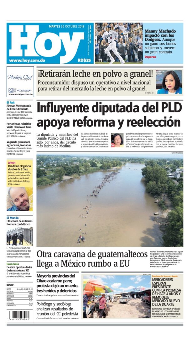 Portada Periódico Hoy, Martes 30 de Octubre 2018