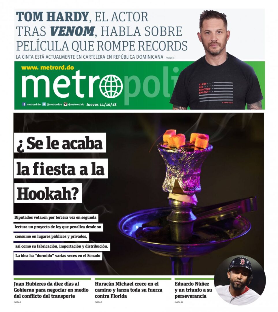 Portada Periódico Metro, Jueves 11 de Octubre 2018