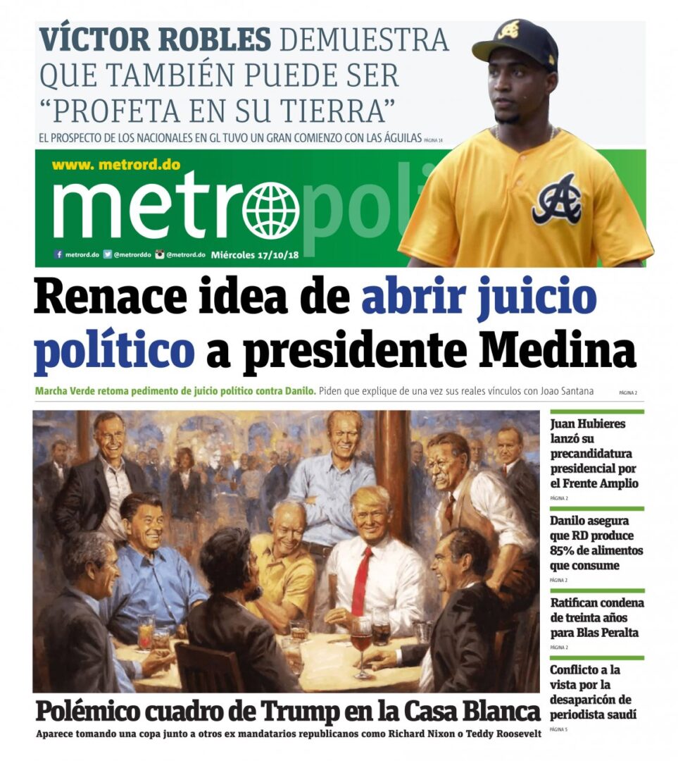 Portada Periódico Metro, Miércoles 17 de Octubre 2018