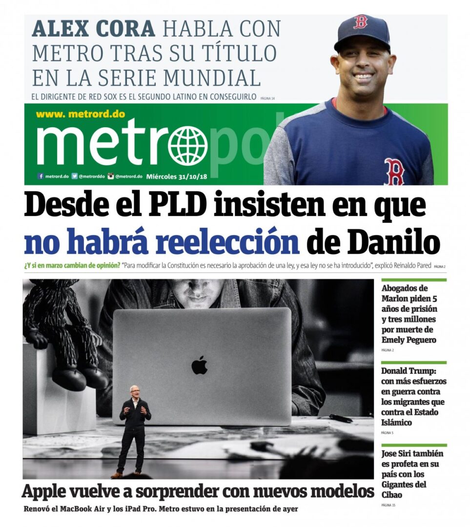 Portada Periódico Metro, Miércoles 31 de Octubre 2018