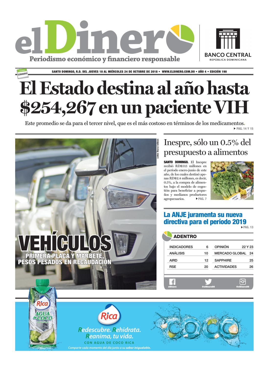 Portada Periódico El Dinero, Viernes 19 de Octubre 2018