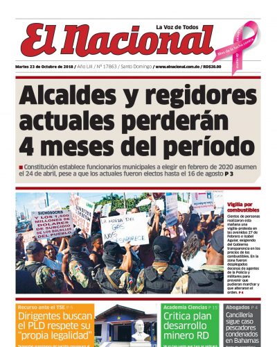 Portada Periódico El Nacional, Martes 23 de Octubre 2018
