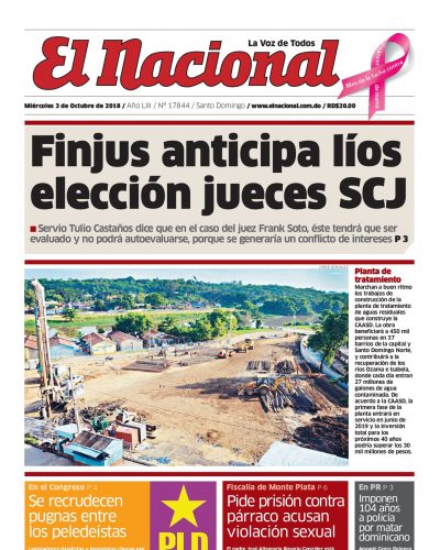Portada Periódico El Nacional, Miércoles 03 de Octubre 2018