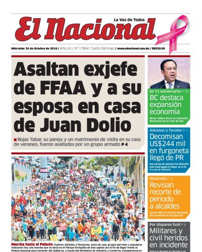 Portada Periódico El Nacional, Miércoles 24 de Octubre 2018