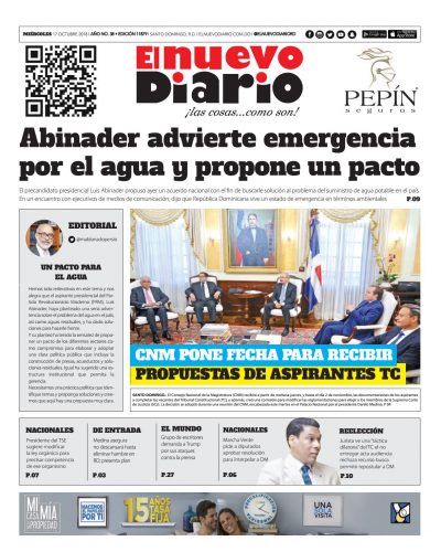 Portada Periódico El Nuevo Diario, Miércoles 17 de Octubre 2018