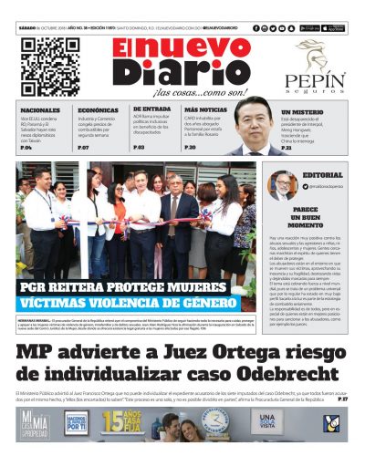 Portada Periódico El Nuevo Diario, Sábado 06 de Octubre 2018