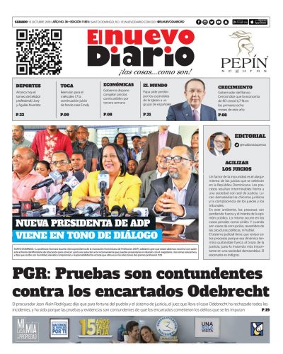 Portada Periódico El Nuevo Diario, Sábado 13 de Octubre 2018
