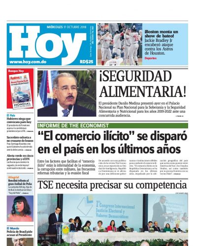Portada Periódico Hoy, Miércoles 17 de Octubre 2018
