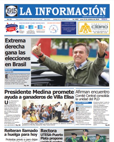 Portada Periódico La Información, Lunes 29 de Octubre 2018