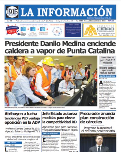 Portada Periódico La Información, Viernes 12 de Octubre 2018