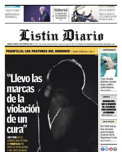 Portada Periódico Listín Diario, Martes 02 de Octubre 2018