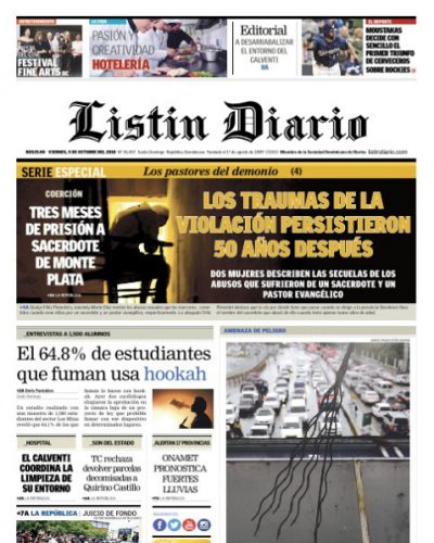Portada Periódico Listín Diario, Viernes 05 de Octubre 2018