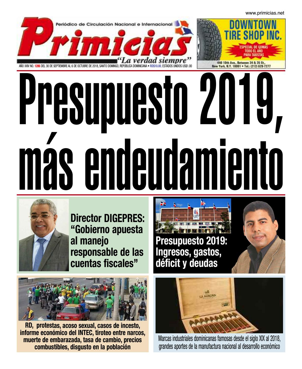 Portada Periódico Primicias, Lunes 01 de Octubre 2018