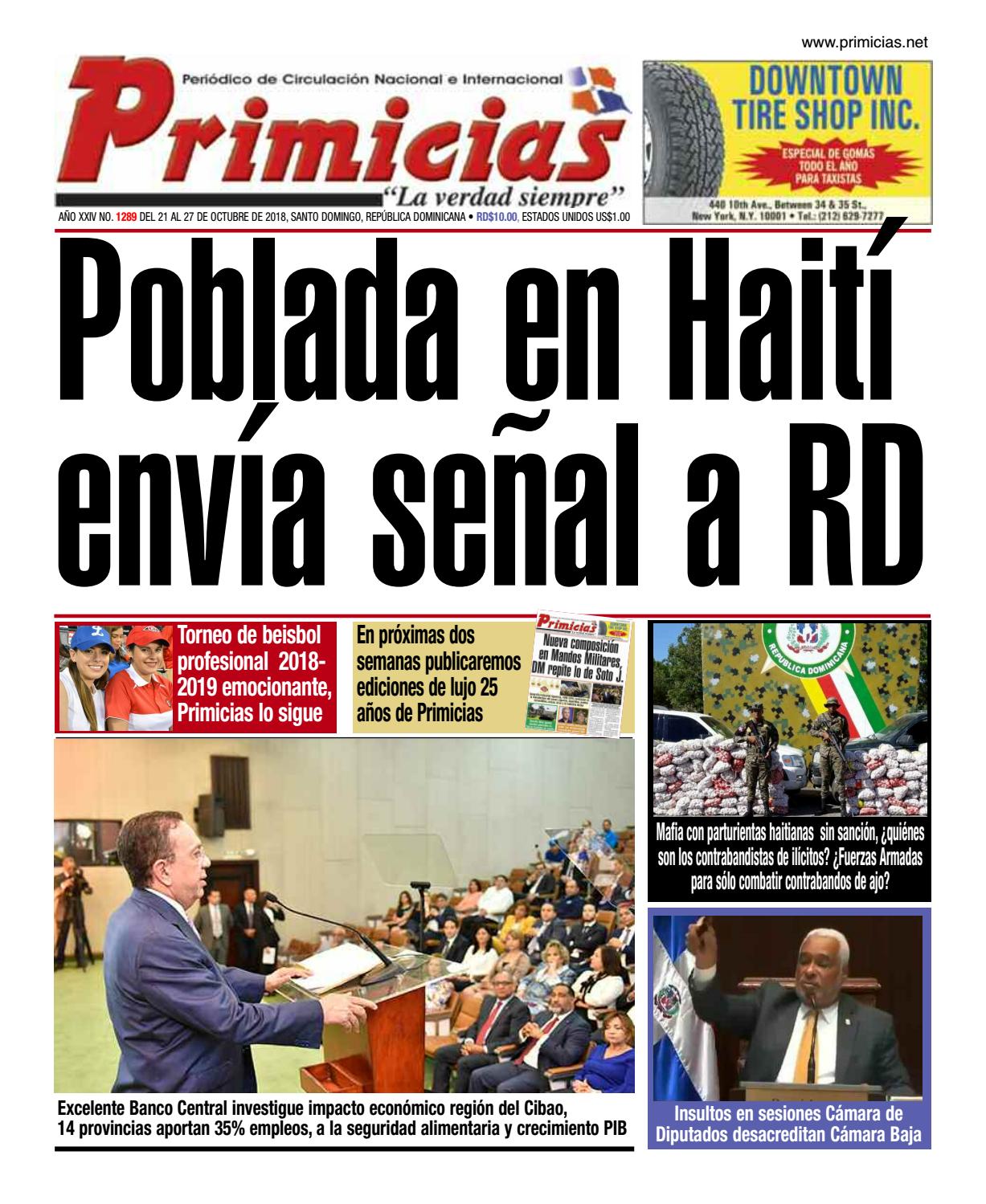 Portada Periódico Primicias, Lunes 22 de Octubre 2018