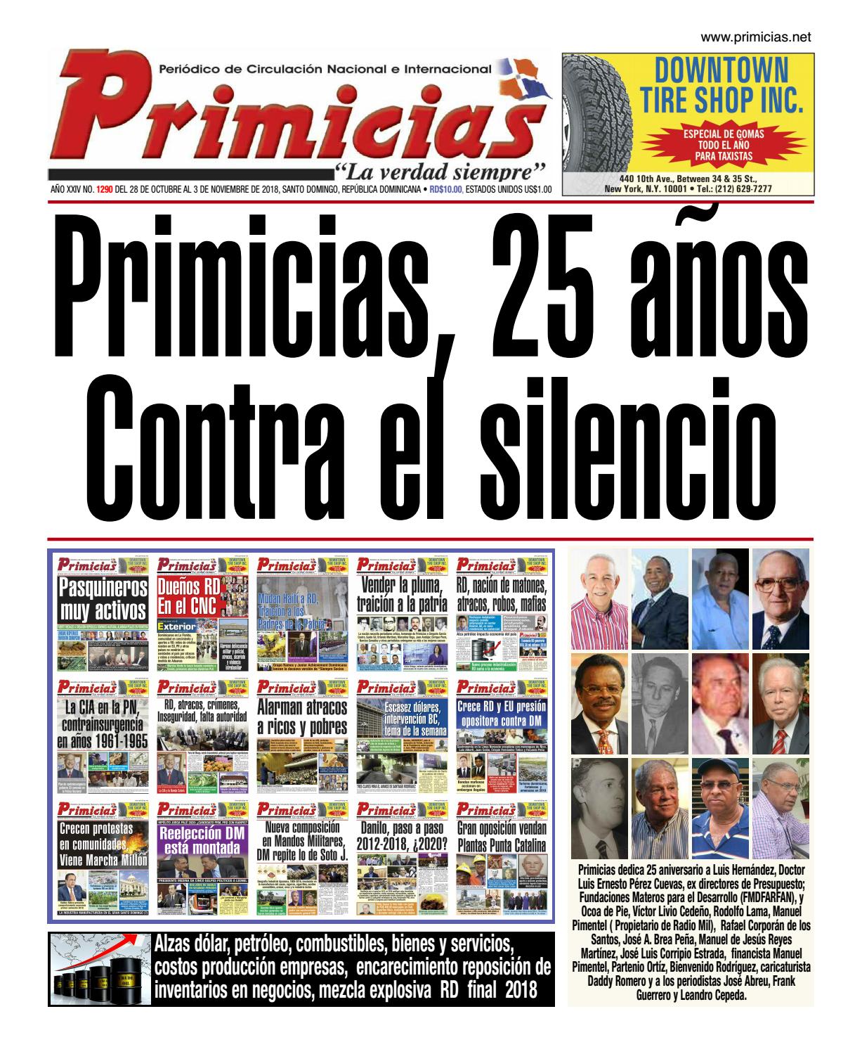 Portada Periódico Primicias, Lunes 29 de Octubre 2018