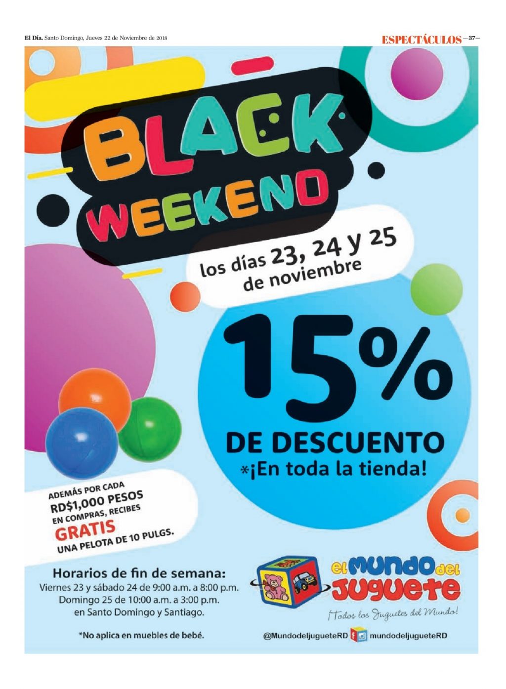 Encarte El Mundo del Juguete, Jueves 22 de Noviembre 2018 Dominicana.do