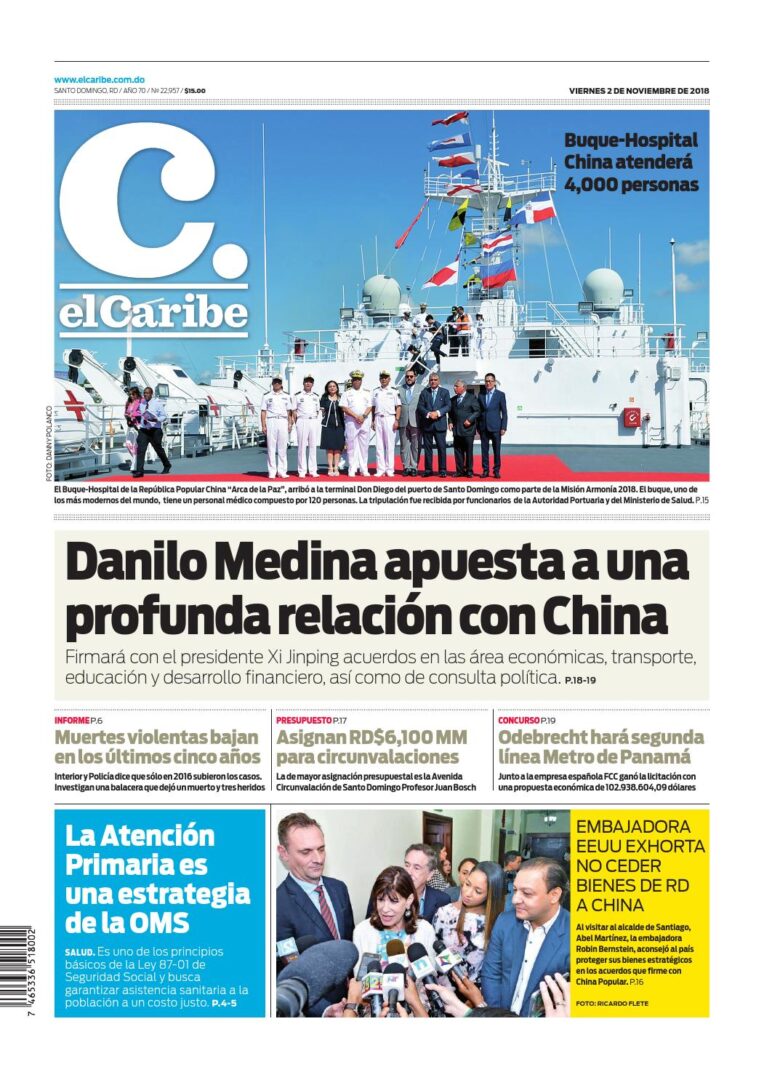 Portada Periódico El Caribe, Viernes 02 de Noviembre 2018