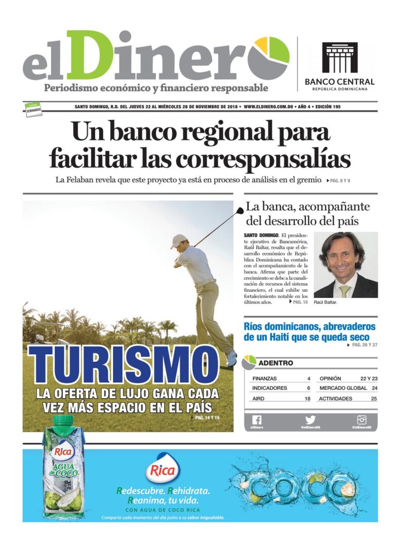 Portada Periódico El Dinero, Jueves 22 de Noviembre 2018