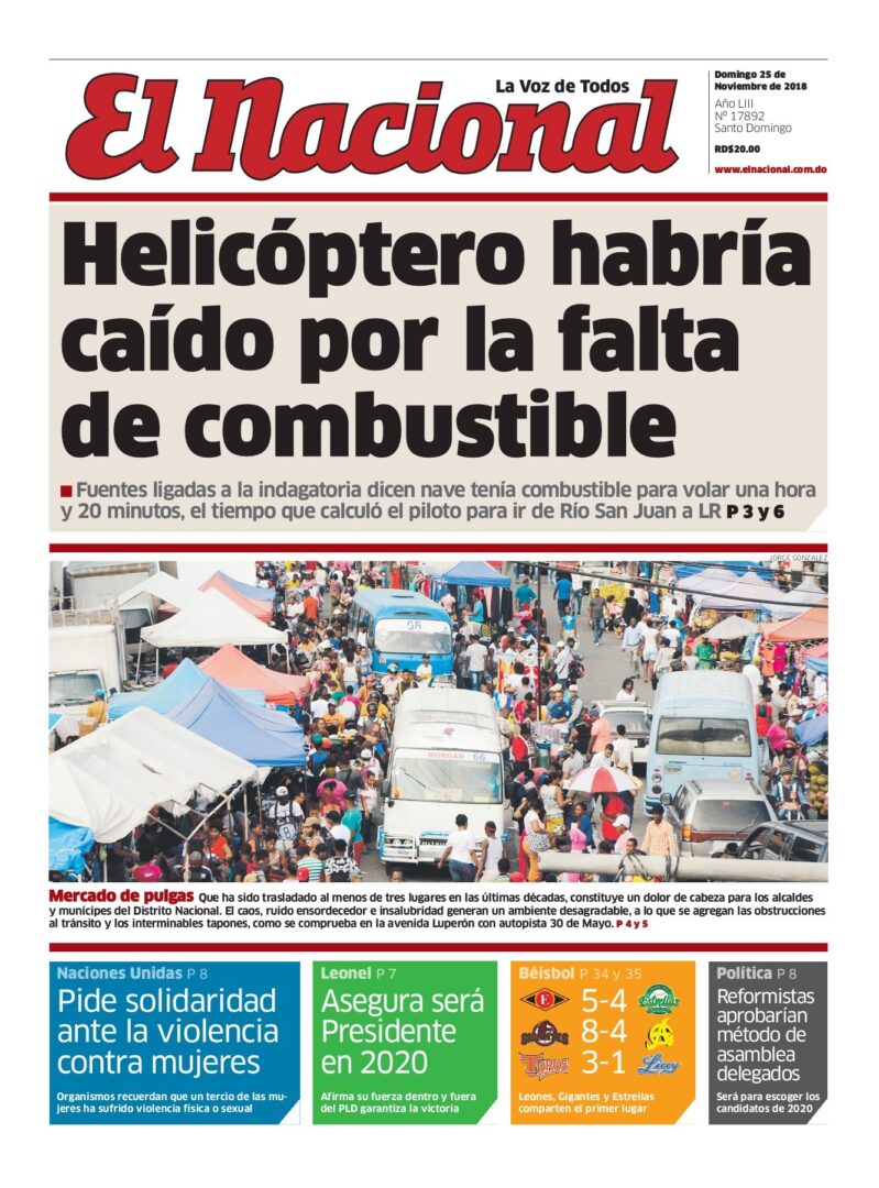 Portada Periódico El Nacional, Domingo 25 de Noviembre 2018