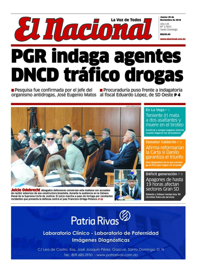 Portada Periódico El Nacional, Jueves 29 de Noviembre 2018