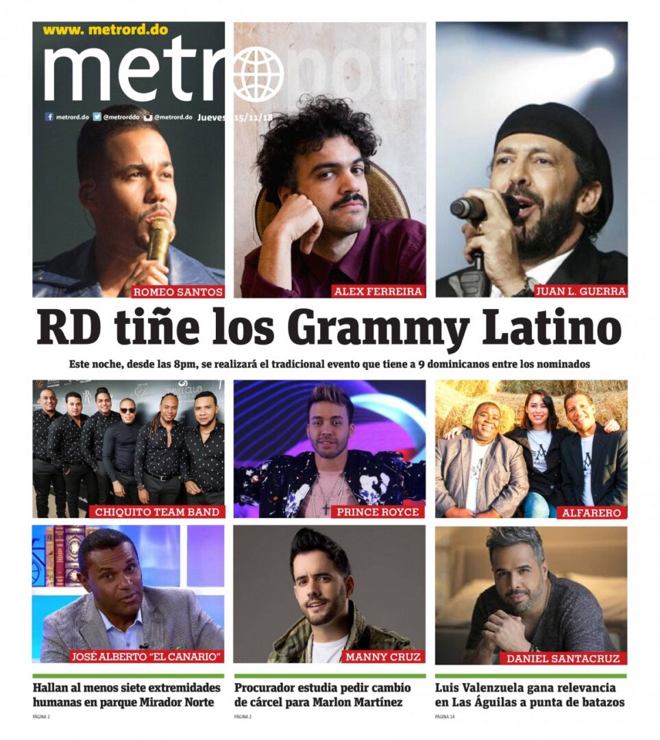 Portada Periódico Metro, Jueves 15 de Noviembre 2018