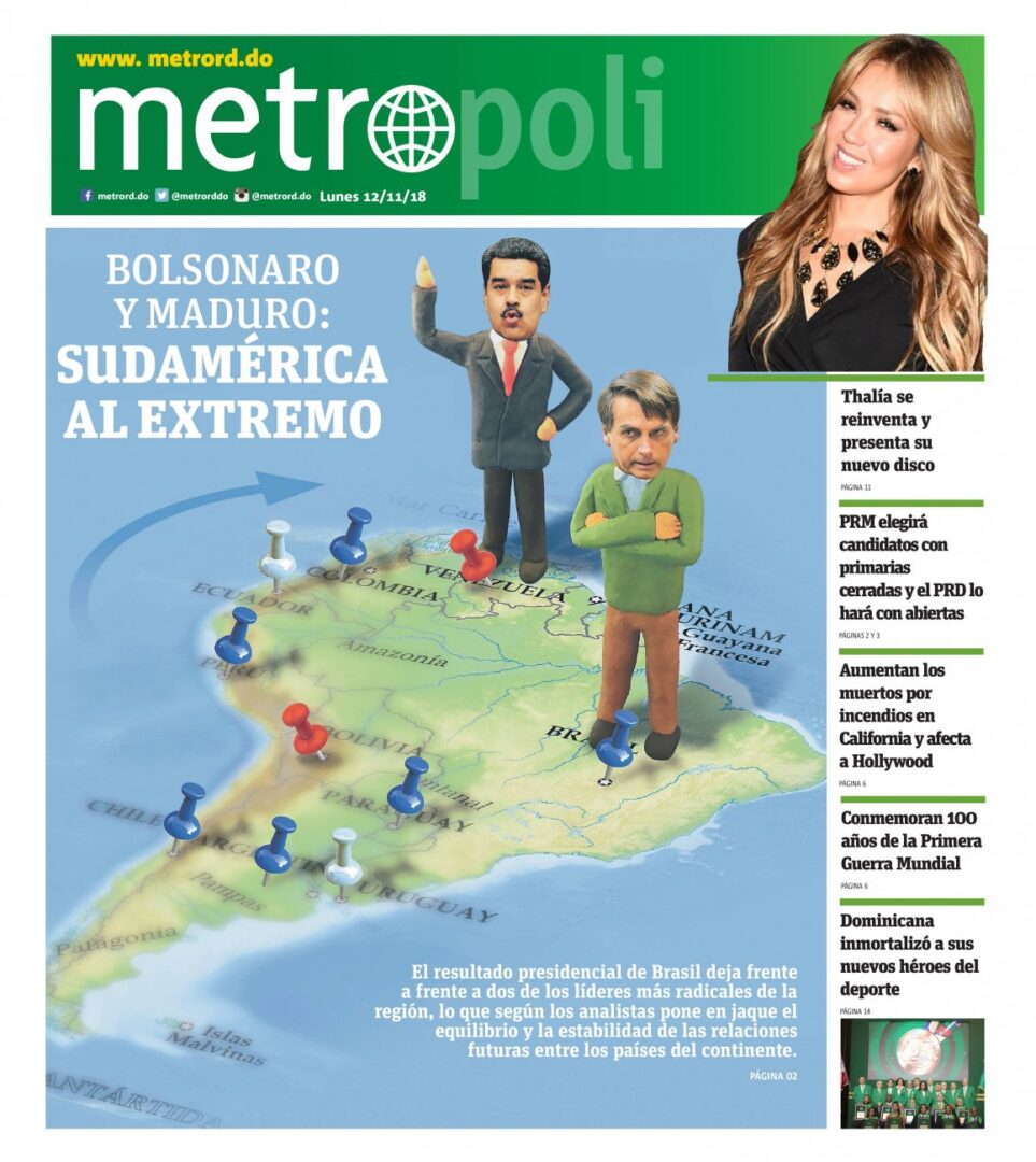 Portada Periódico Metro, Lunes 12 de Noviembre 2018