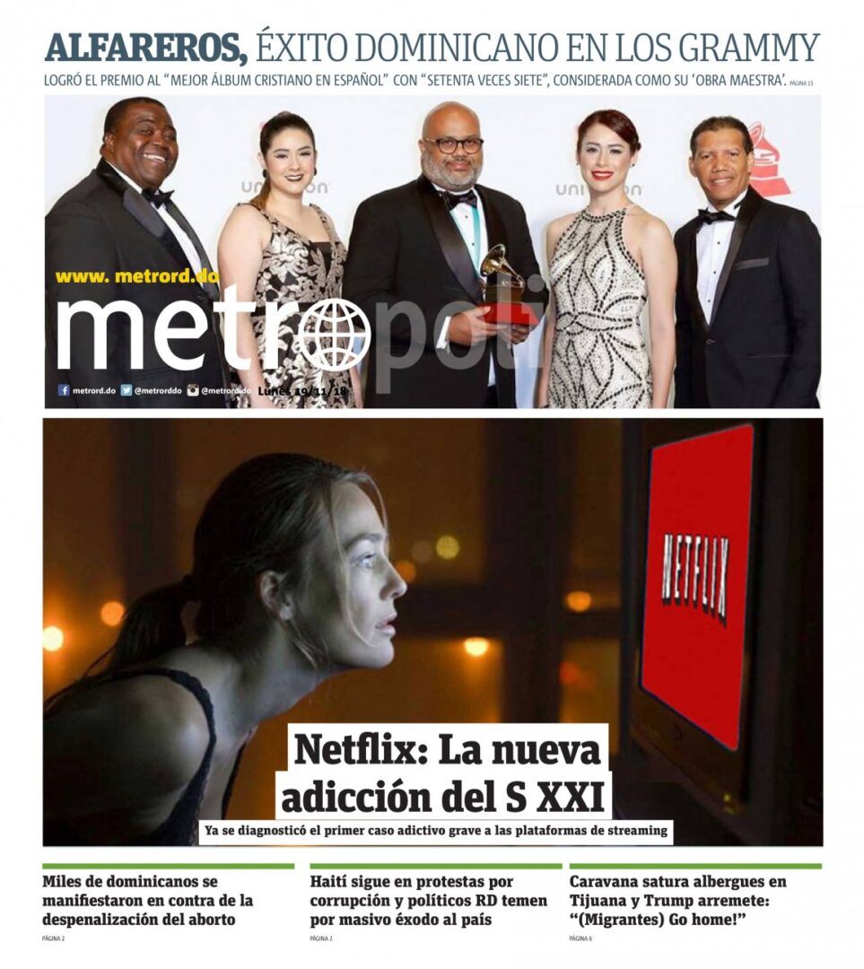 Portada Periódico Metro, Lunes 19 de Noviembre 2018