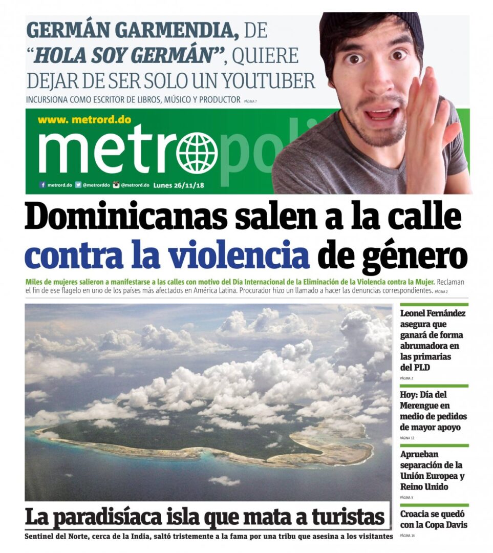 Portada Periódico Metro, Lunes 26 de Noviembre 2018