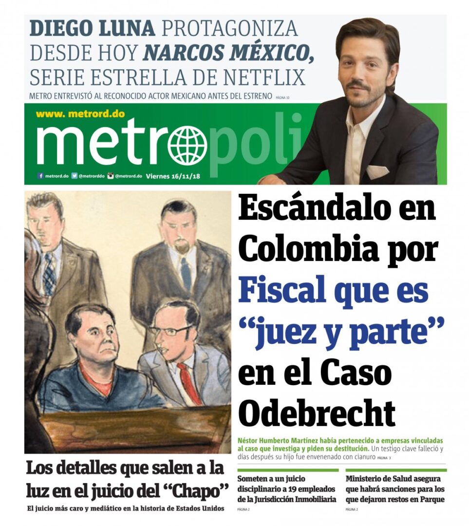 Portada Periódico Metro, Viernes 16 de Noviembre 2018