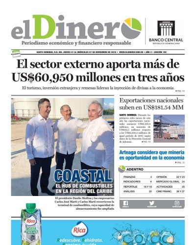 Portada Periódico El Dinero, Jueves 01 de Noviembre 2018