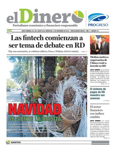Portada Periódico El Dinero, Jueves 08 de Noviembre 2018