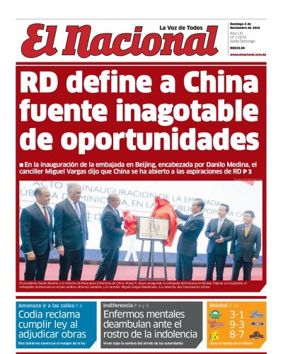 Portada Periódico El Nacional, Domingo 04 de Noviembre 2018