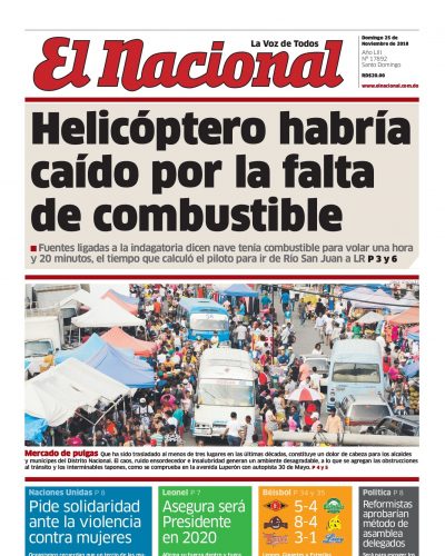 Portada Periódico El Nacional, Domingo 25 de Noviembre 2018