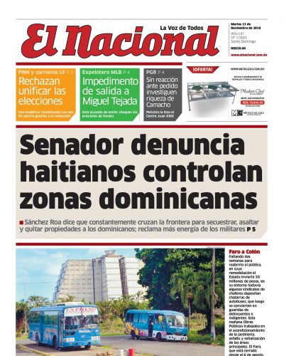 Portada Periódico El Nacional, Martes 13 de Noviembre 2018
