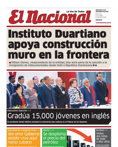Portada Periódico El Nacional, Miércoles 21 de Noviembre 2018