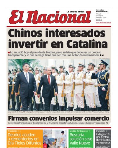 Portada Periódico El Nacional, Viernes 02 de Noviembre 2018
