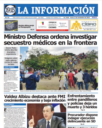 Portada Periódico La Información, Martes 13 de Noviembre 2018