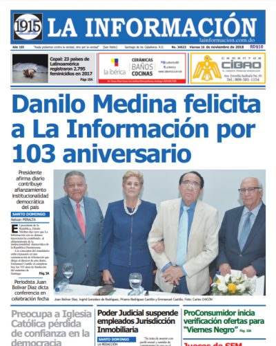 Portada Periódico La Información, Viernes 16 de Noviembre 2018