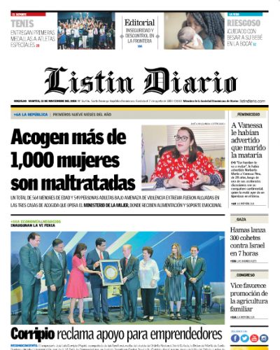 Portada Periódico Listín Diario, Martes 13 de Noviembre 2018