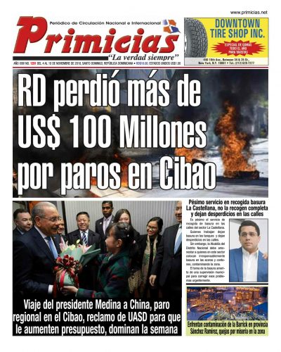 Portada Periódico Primicias, Jueves 08 de Noviembre 2018