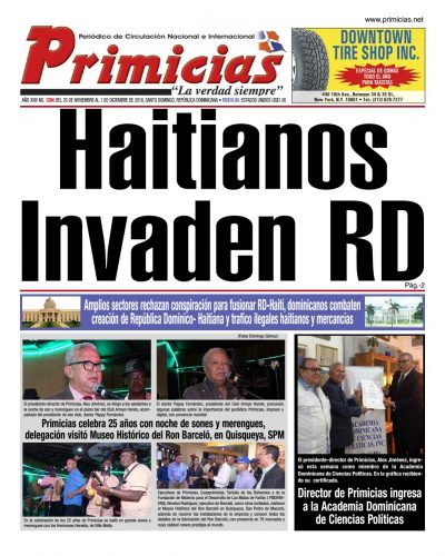 Portada Periódico Primicias, Lunes 26 de Noviembre 2018