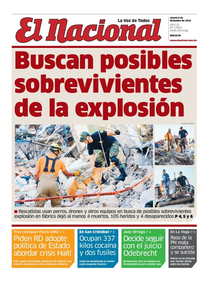 Portada Periódico El Nacional, Jueves 06 de Diciembre 2018
