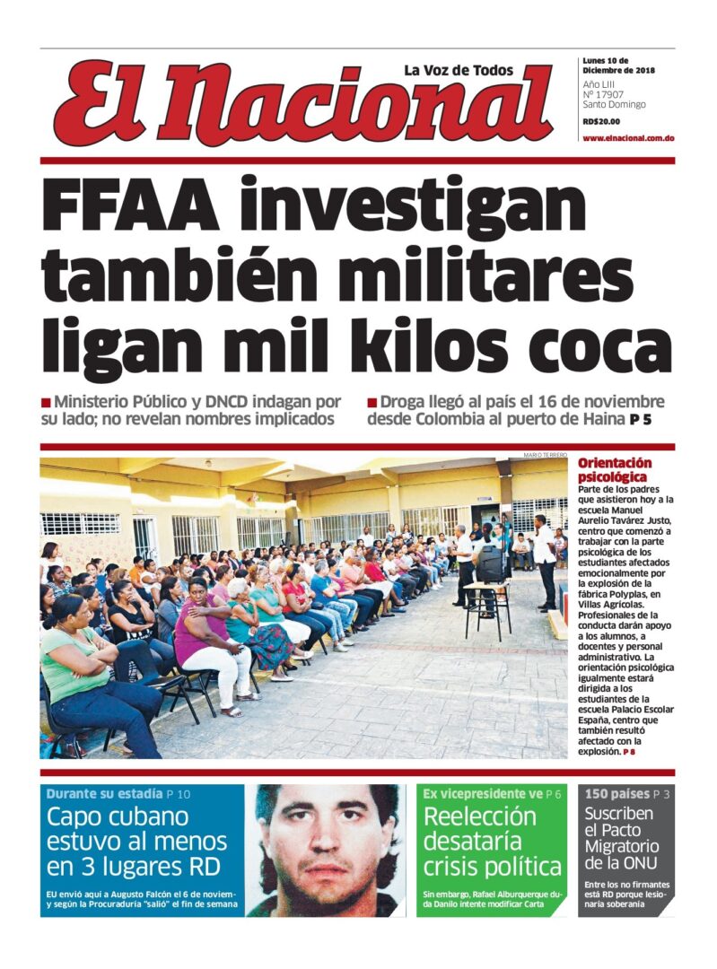 Portada Periódico El Nacional, Lunes 10 de Diciembre 2018