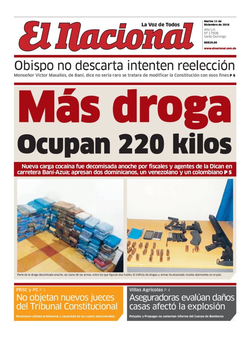 Portada Periódico El Nacional, Martes 11 de Diciembre 2018