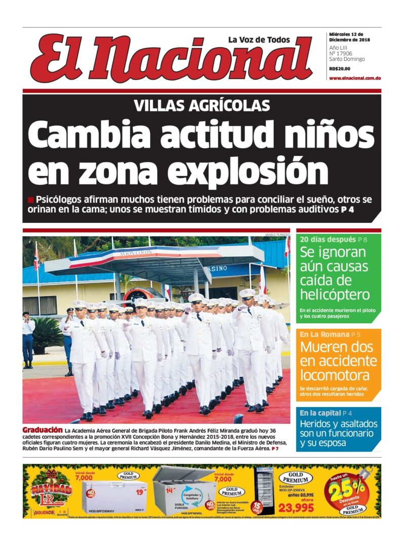 Portada Periódico El Nacional, Miércoles 12 de Diciembre 2018