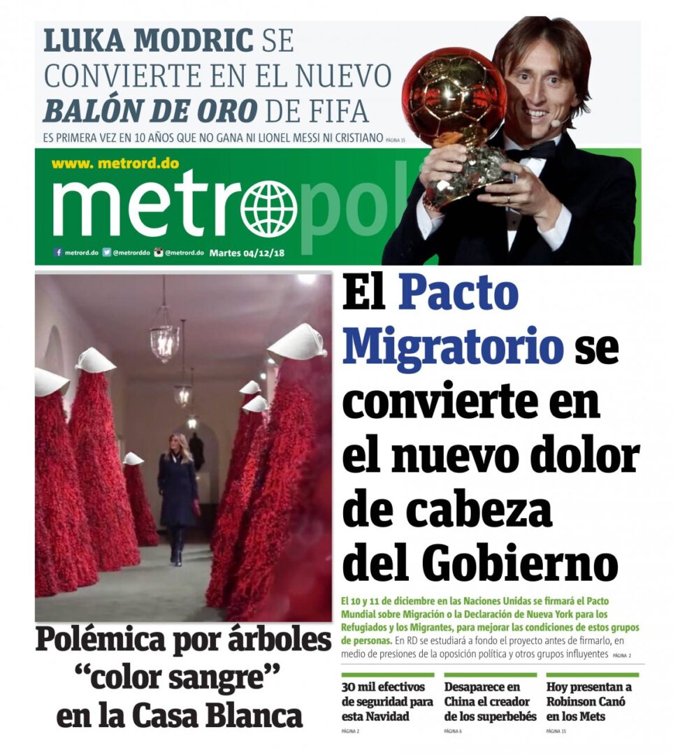 Portada Periódico Metro, Martes 04 de Diciembre 2018