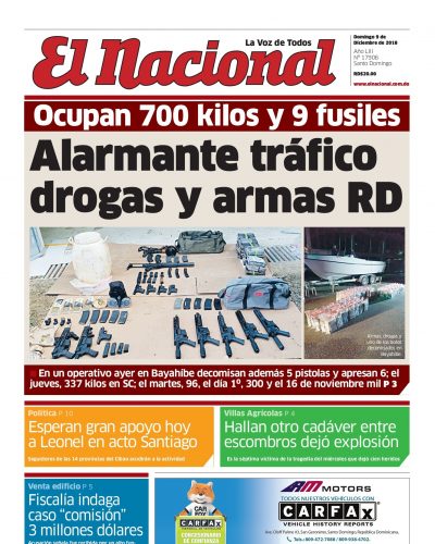 Portada Periódico El Nacional, Domingo 09 de Diciembre 2018