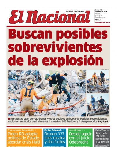 Portada Periódico El Nacional, Jueves 06 de Diciembre 2018